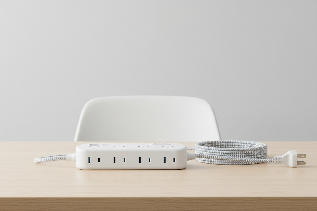 Flat Plug Surge Protected Power Strip