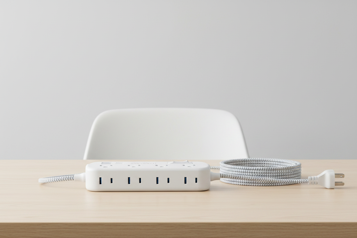 Flat Plug Surge Protected Power Strip