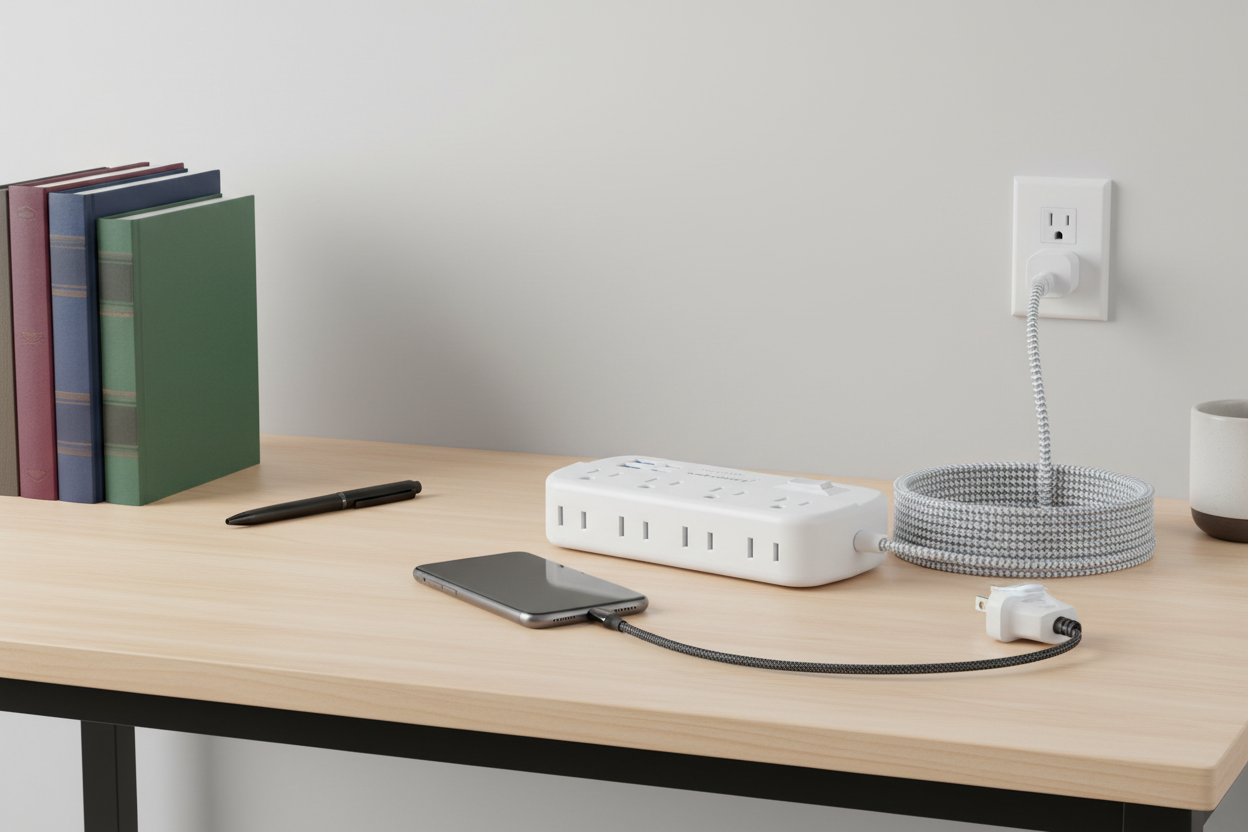 Flat Plug Surge Protected Power Strip
