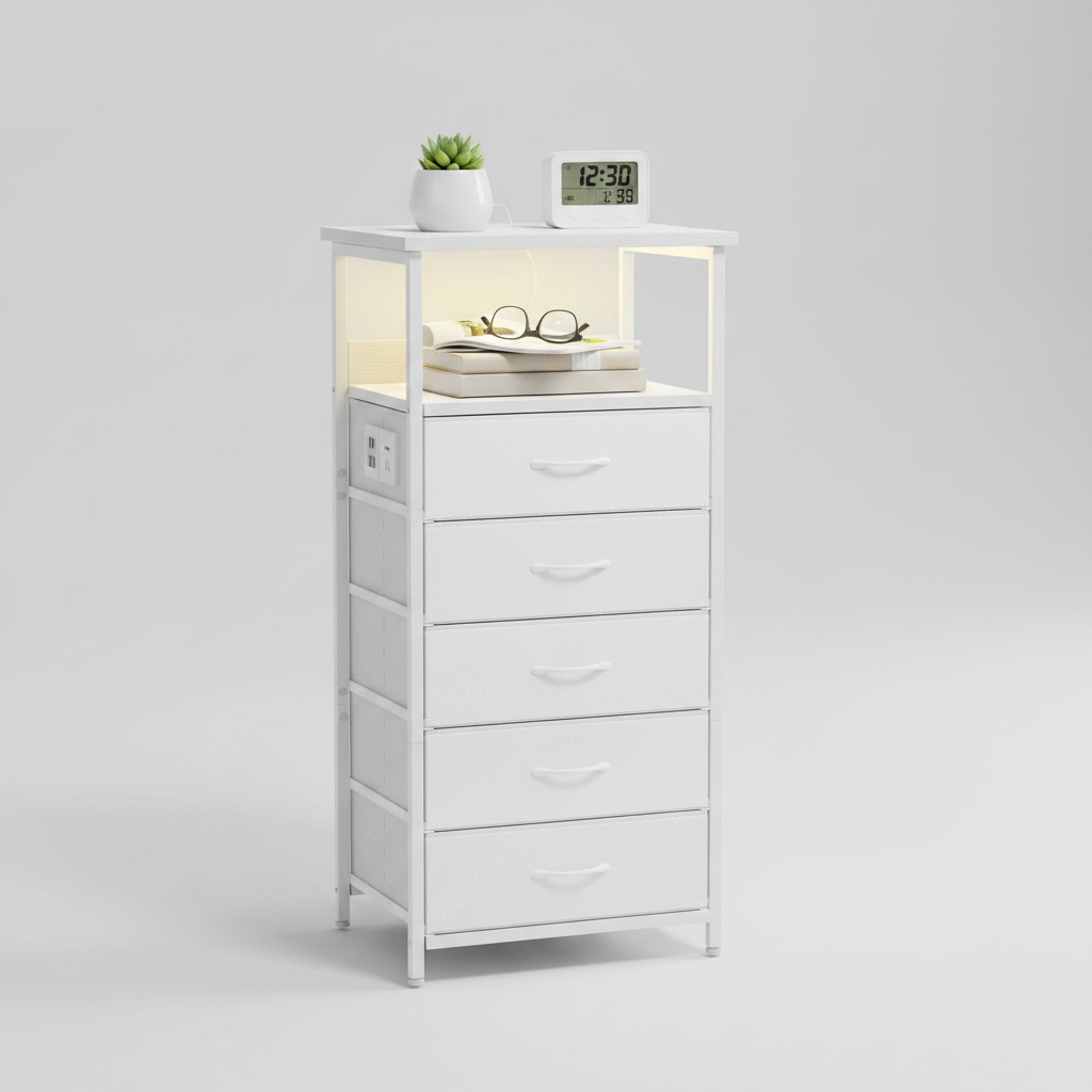 Charging Station Nightstand With LED Light
