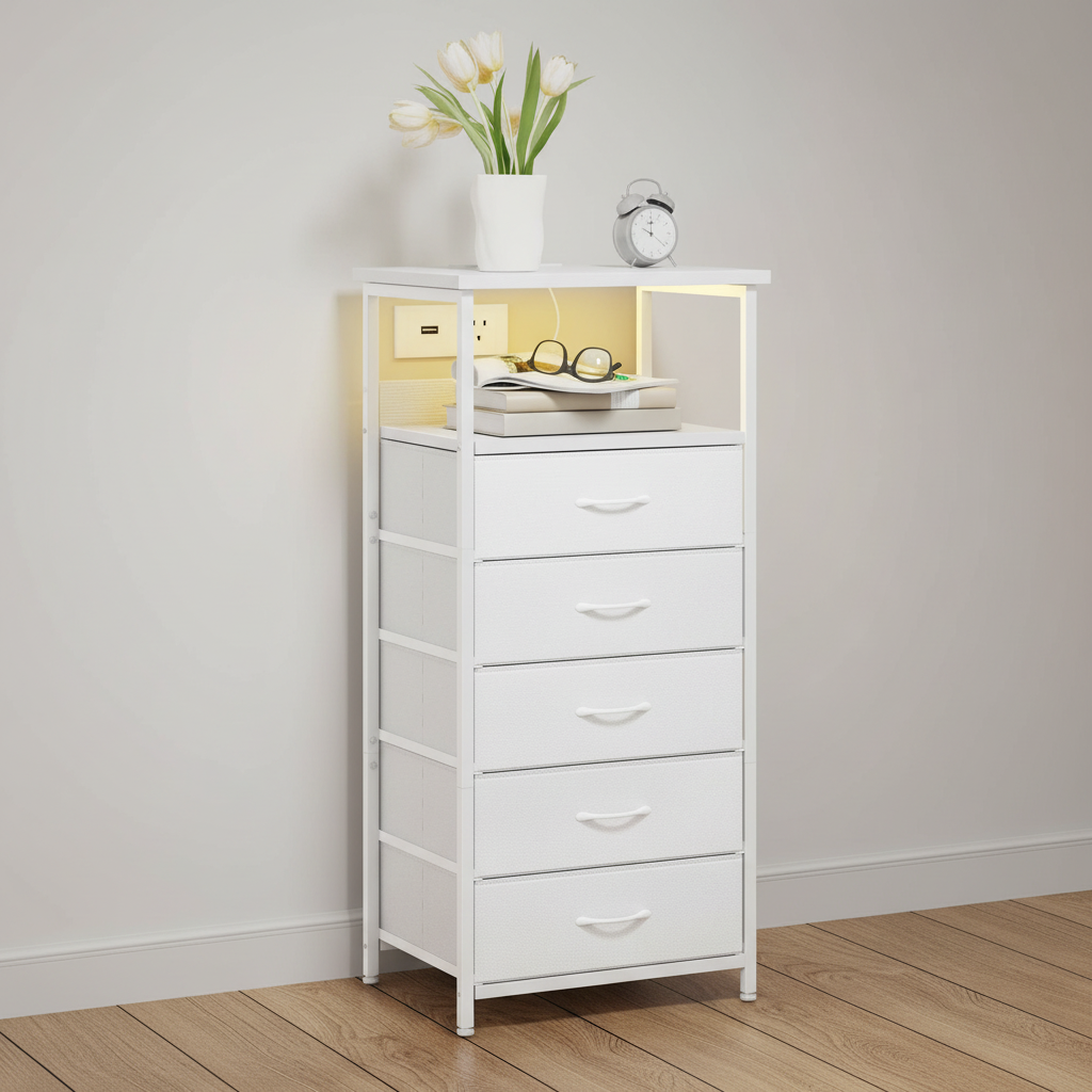 Charging Station Nightstand With LED Light