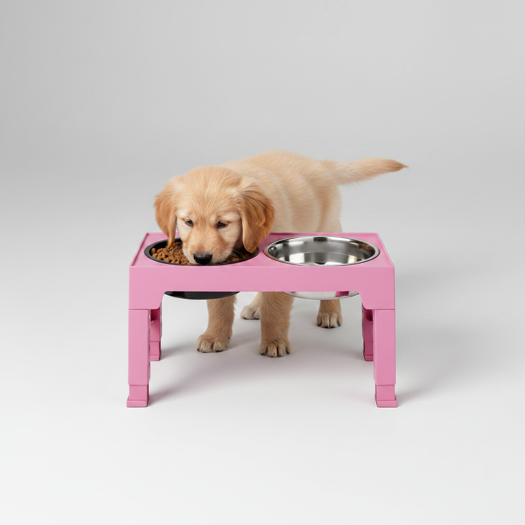 Adjustable Elevated Dog Bowl Stand | 5-Height Settings & Stainless Steel Bowls