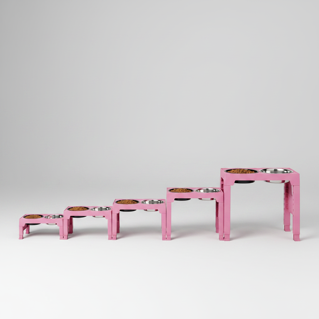 Adjustable Elevated Dog Bowl Stand | 5-Height Settings & Stainless Steel Bowls