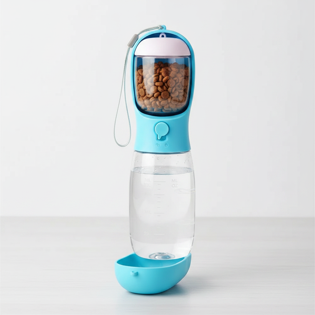 3-in-1 Pet Travel Water Bottle | Food Container & Collapsible Bowl for Dogs & Cats