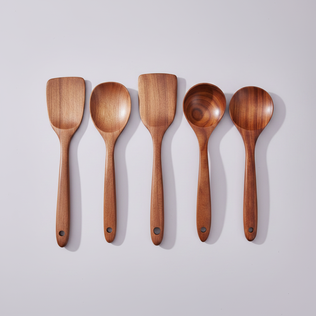 5-Piece Wooden Spoon Set with Storage Box | Kitchen Utensil Set – MIRA