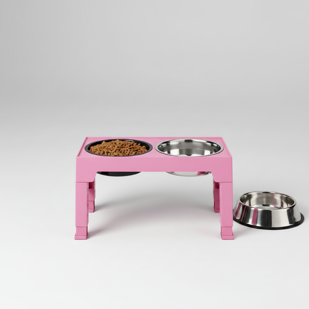 Adjustable Elevated Dog Bowl Stand | 5-Height Settings & Stainless Steel Bowls