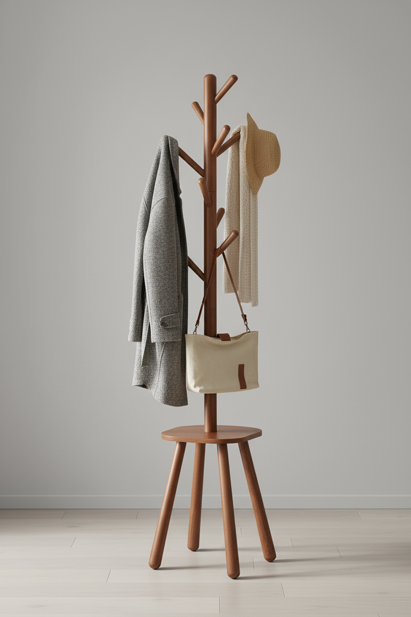 Free-Standing Coat Rack | 8 Hooks & Storage Shelf, 67.1" Hall Tree – MIRA