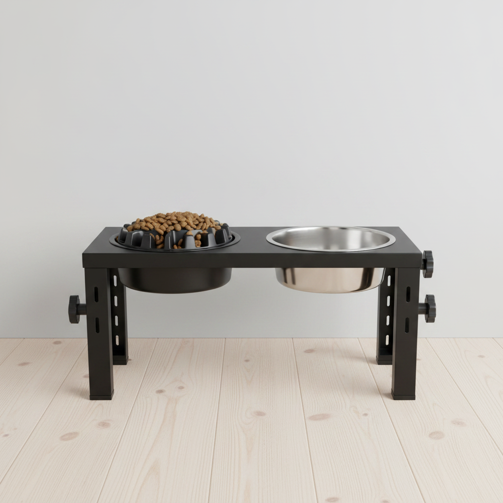 Adjustable Elevated Dog Bowl Stand | 5-Height Settings & Stainless Steel Bowls