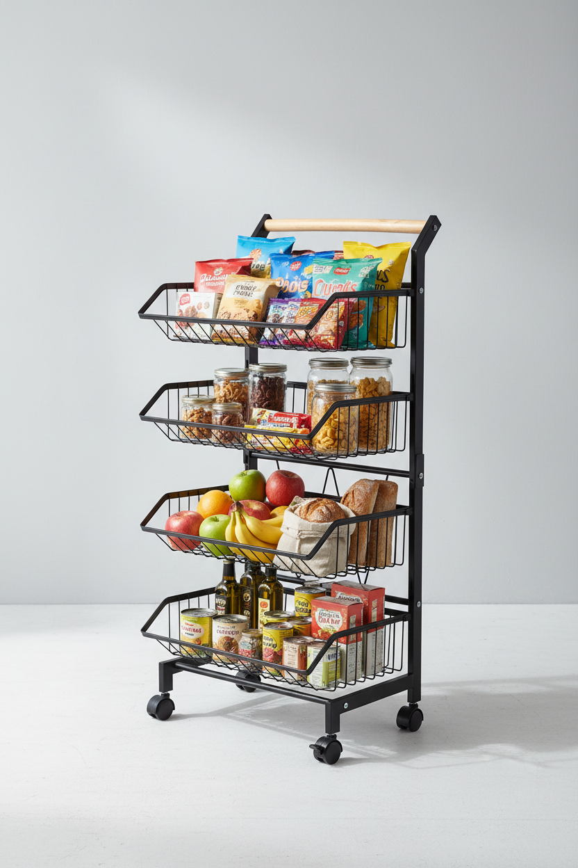 4-Tier Storage Cart with Wheels
