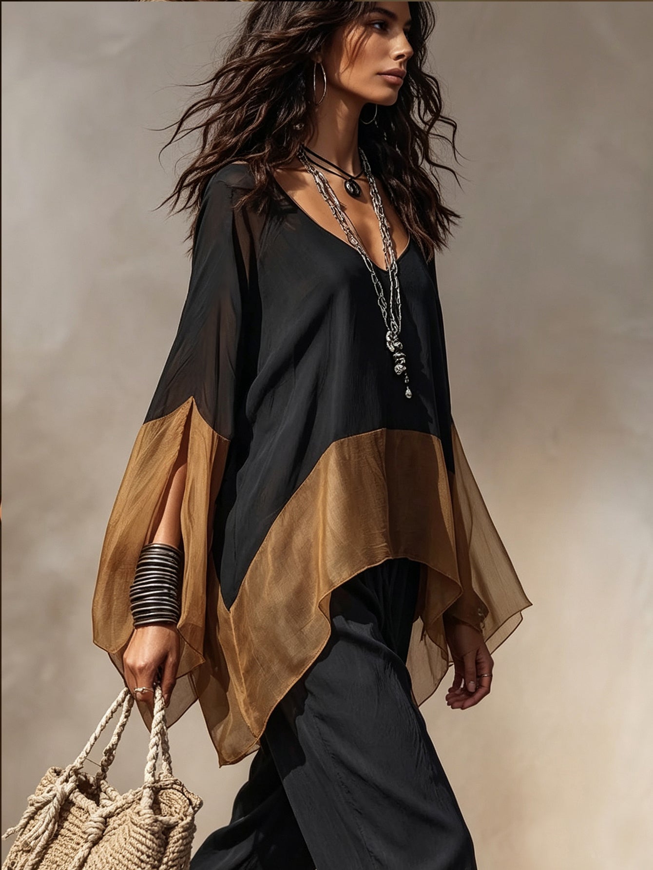 Women's Colorblock Asymmetrical Hem T-Shirt | Street Style | MIRA