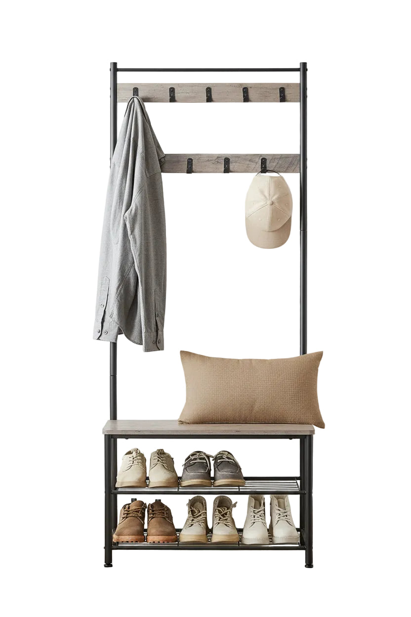 Hall Tree with Shoe Storage Bench | 3-in-1 Coat Rack Entryway Organizer – MIRA