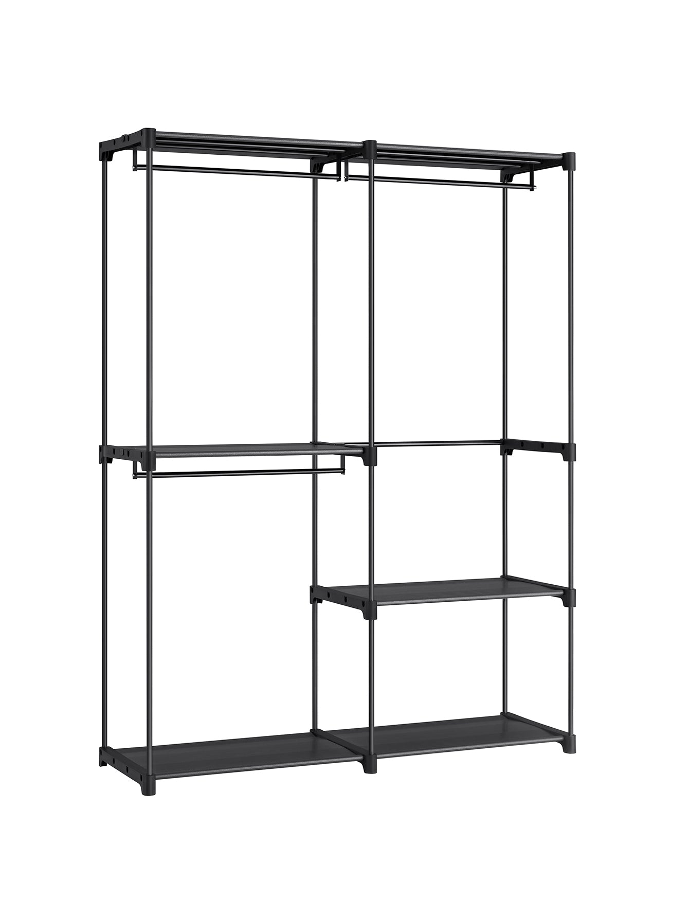 SONGMICS Clothes Rack, Closet Rack For Hanging Clothes, Clothes Wardrobe With 3 Hanging Rods And Shelves, 16.9 X 54.3 X 71.7 Inches, Freestanding Closet Wardrobe Rack