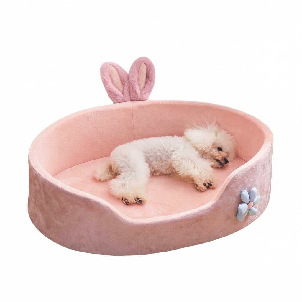 Woven Linen Pet Bed – Muted Sand | Breathable & Washable