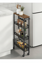4-Tier Slim Rolling Storage Cart | Metal Mobile Shelving with Handle – MIRA