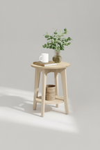 Round End Table with Lower Shelf | Compact Side Table for Small Spaces – MIRA