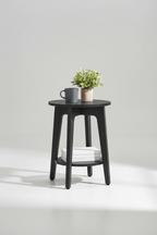 Round End Table with Lower Shelf | Compact Side Table for Small Spaces – MIRA