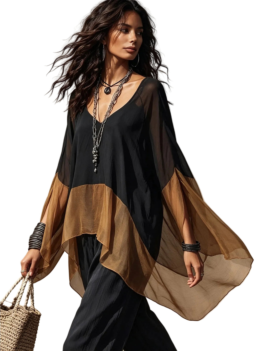 Women's Colorblock Asymmetrical Hem T-Shirt | Street Style | MIRA