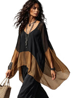 Women's Colorblock Asymmetrical Hem T-Shirt | Street Style | MIRA