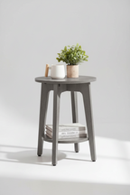 Round End Table with Lower Shelf | Compact Side Table for Small Spaces – MIRA