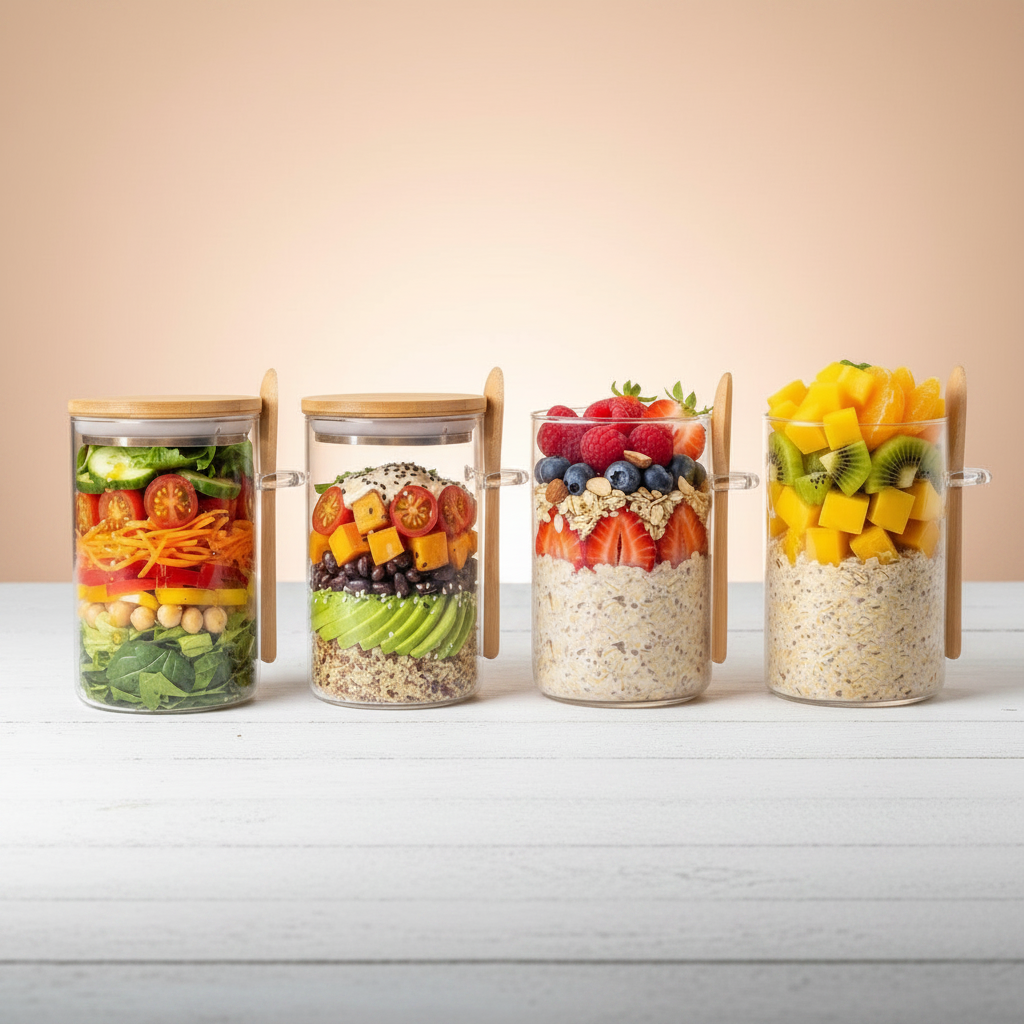 4 jars front view