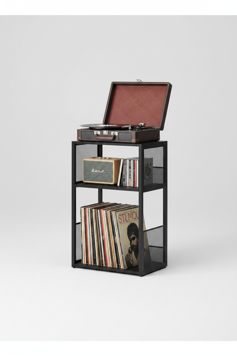 Record Player Stand - 3/4 Side Angle Studio