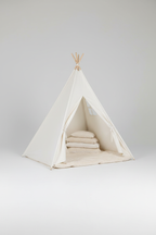 White tipi teepee tent right 3/4 view studio