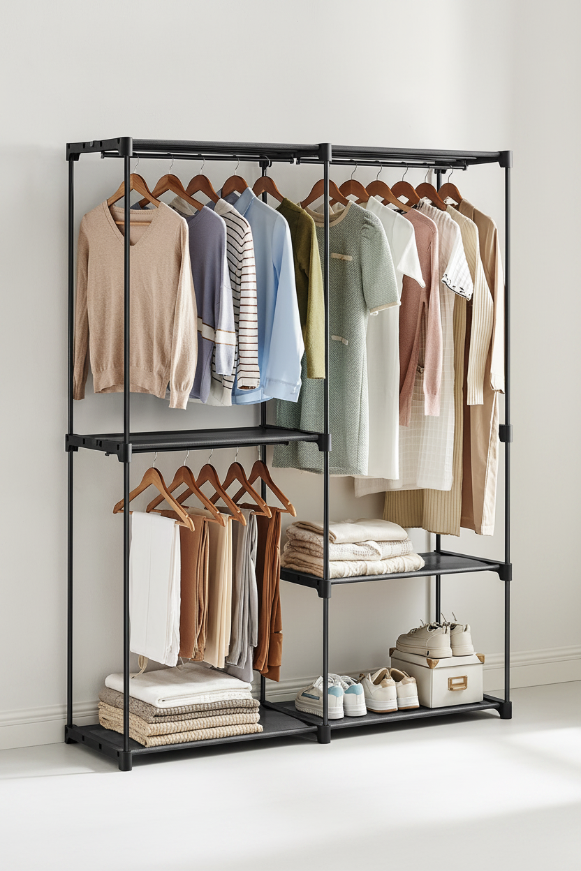 Clothes Rack - 3/4 Side Angle Studio