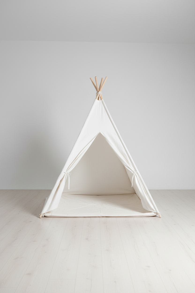 White tipi teepee tent front view studio