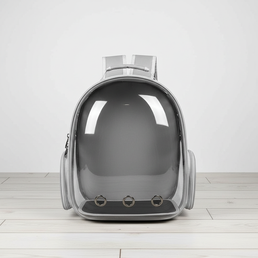 Gray pet bubble backpack standalone studio shot
