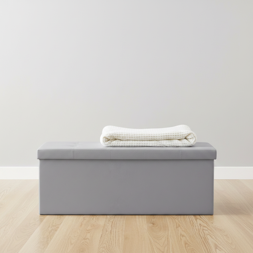 Storage ottoman bench - front view