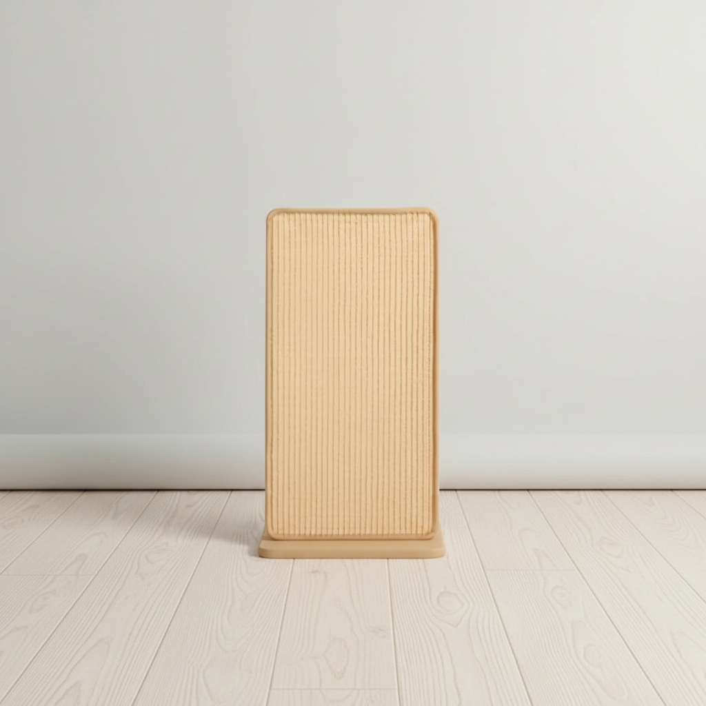 Vertical woven sisal cat scratching post standalone studio shot