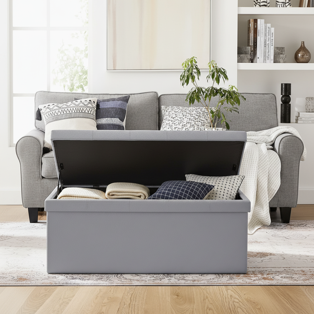 Storage ottoman bench - open lid storage