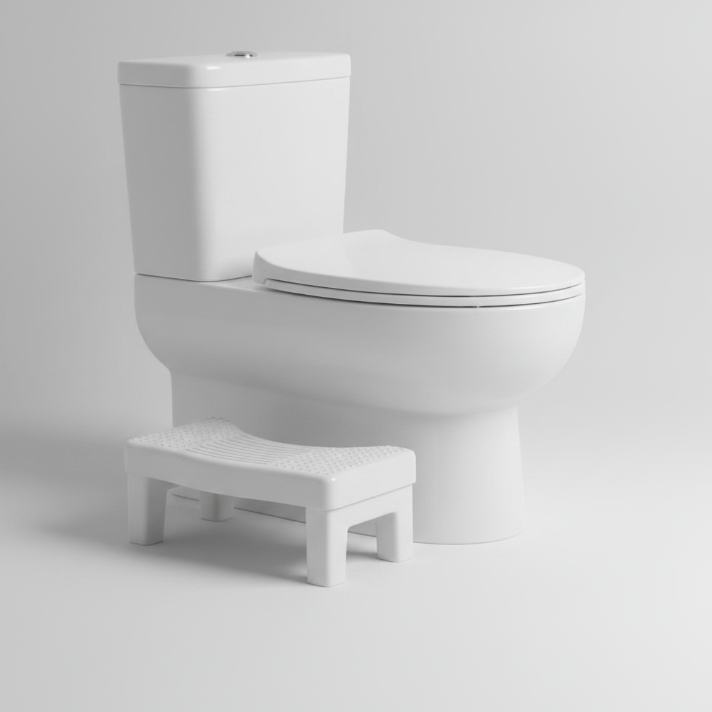 Toilet stool side angle showing U-shape design