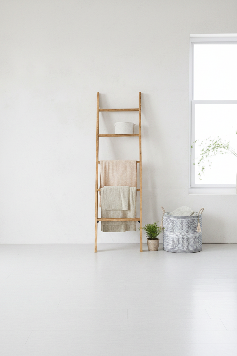 5-Tier Farmhouse Blanket Ladder | Decorative Ladder Shelf for Living Room – MIRA