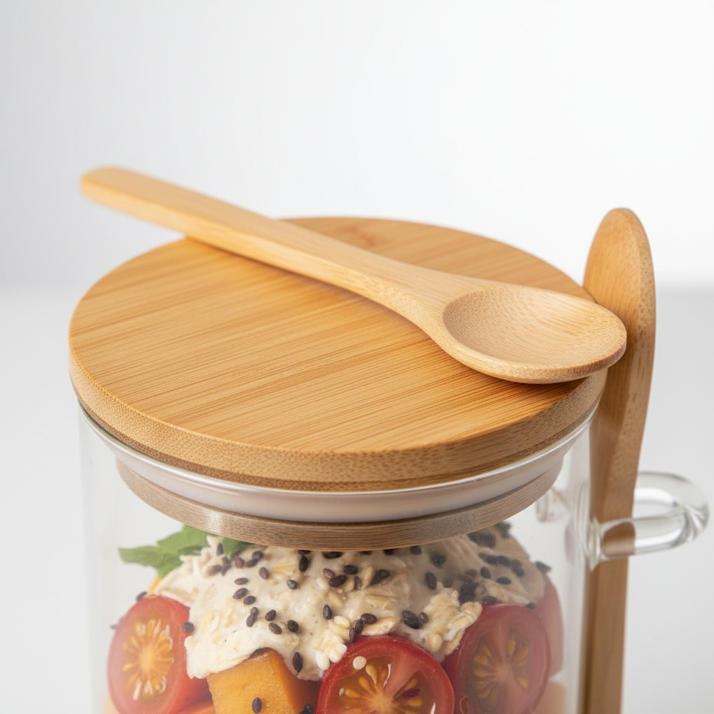 Bamboo lid close-up