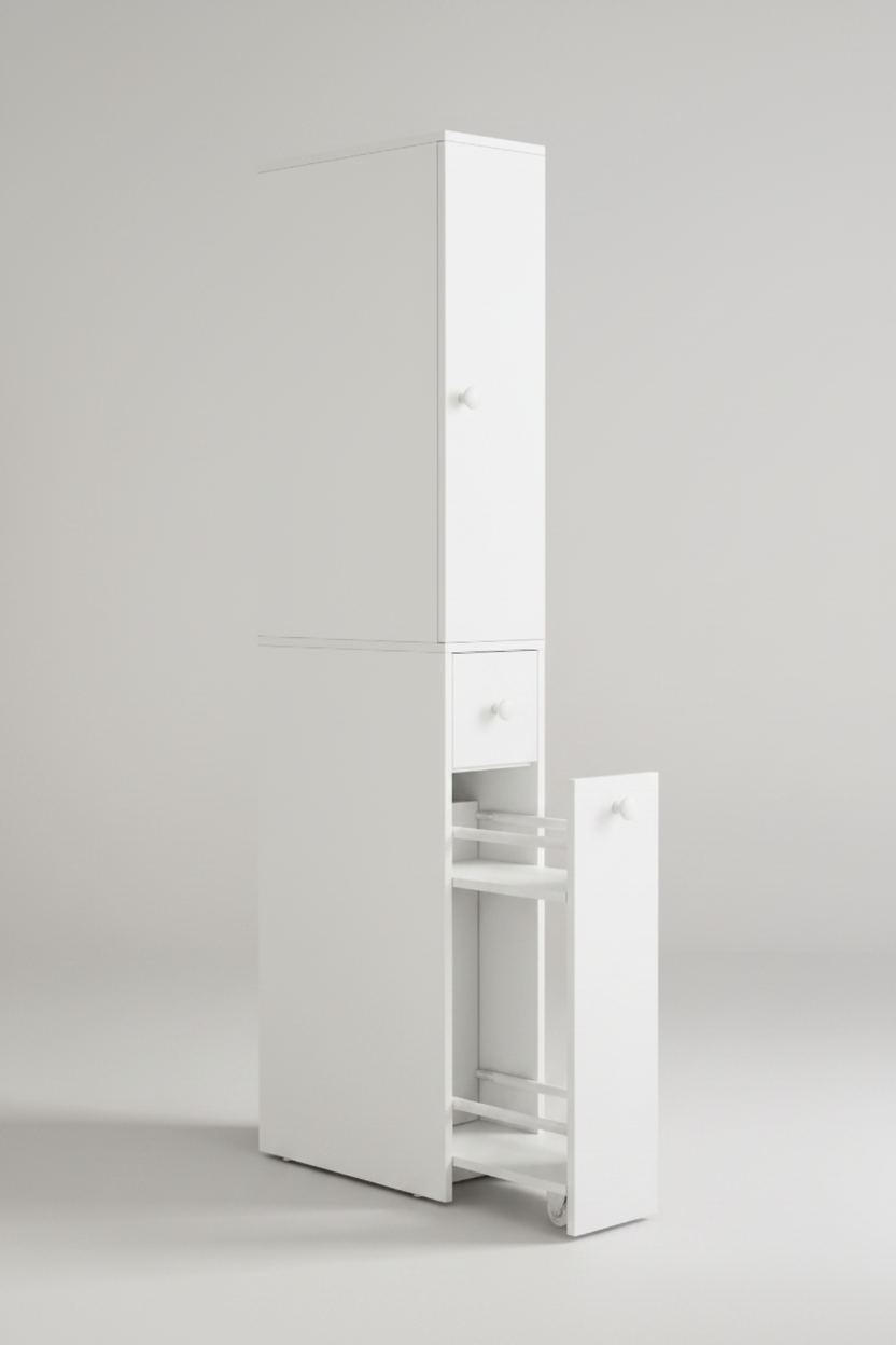 Slim Bathroom Storage Cabinet - Right 3/4 View