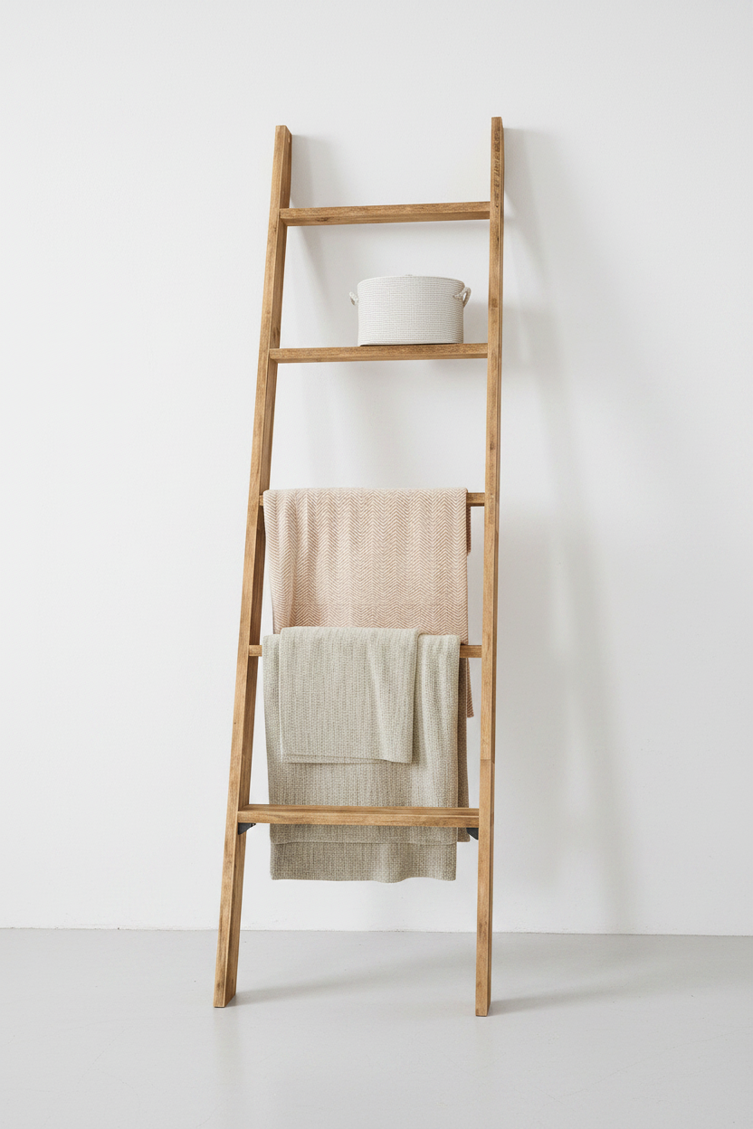 5-Tier Farmhouse Blanket Ladder | Decorative Ladder Shelf for Living Room – MIRA