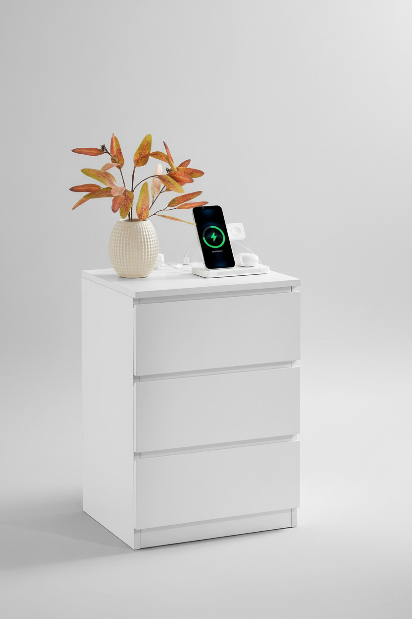 Nightstand With Charging Station - Front Full View Studio