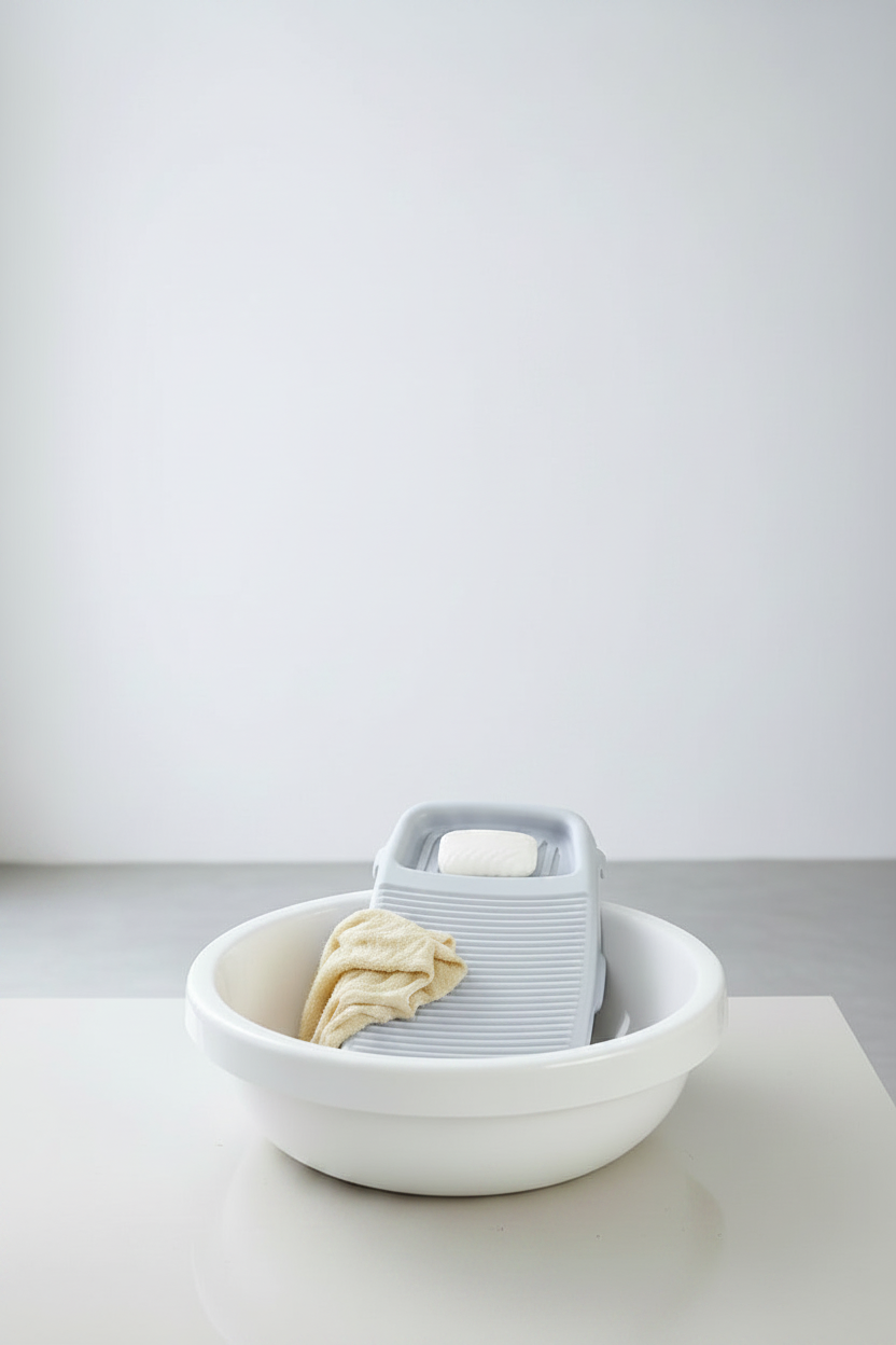 Washboard 45-degree angle showing texture and soap dish