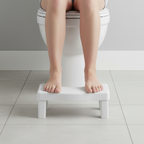 Lifestyle shot - feet resting on toilet stool