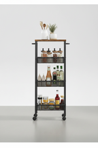 4-Tier Slim Rolling Storage Cart | Metal Mobile Shelving with Handle – MIRA