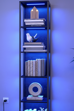 6-Tier LED Bookcase with Dimmable Lights | Steel Frame Display Shelf – MIRA