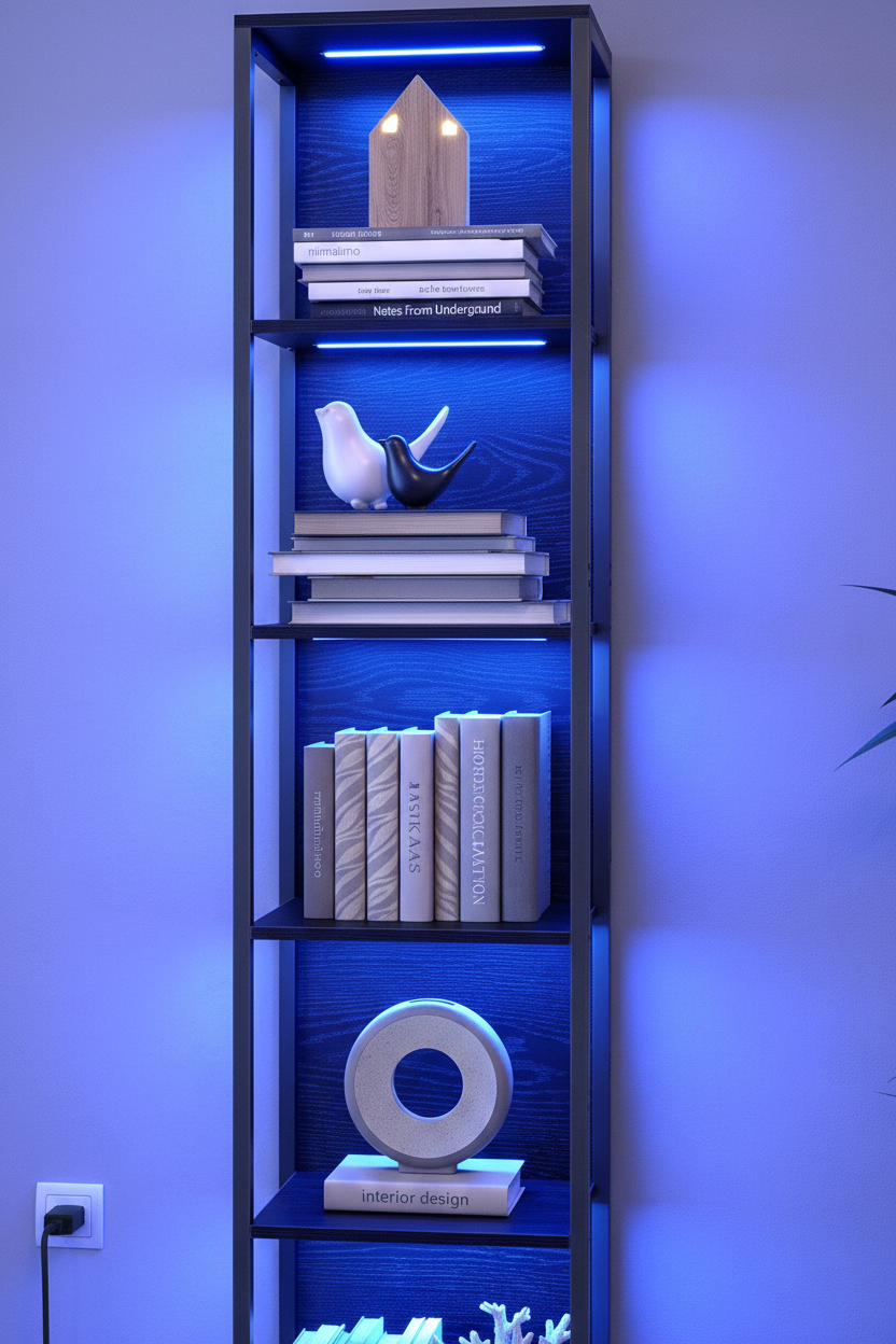 6-Tier LED Bookcase with Dimmable Lights | Steel Frame Display Shelf – MIRA